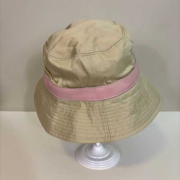 Coach Cream with Pink Leather Buckle Bucket Hat Size Small - Picture 4 of 8